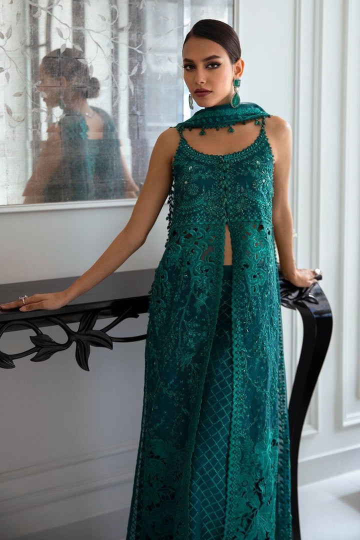 Sana Safinaz - N232-005-CT - Organza & Net - Emerald Green - 4 Piece - Unstitched - Studio by TCS