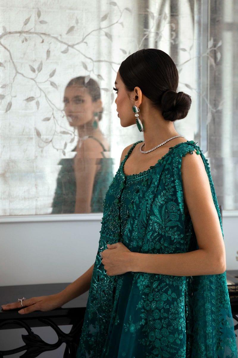 Sana Safinaz - N232-005-CT - Organza & Net - Emerald Green - 4 Piece - Unstitched - Studio by TCS