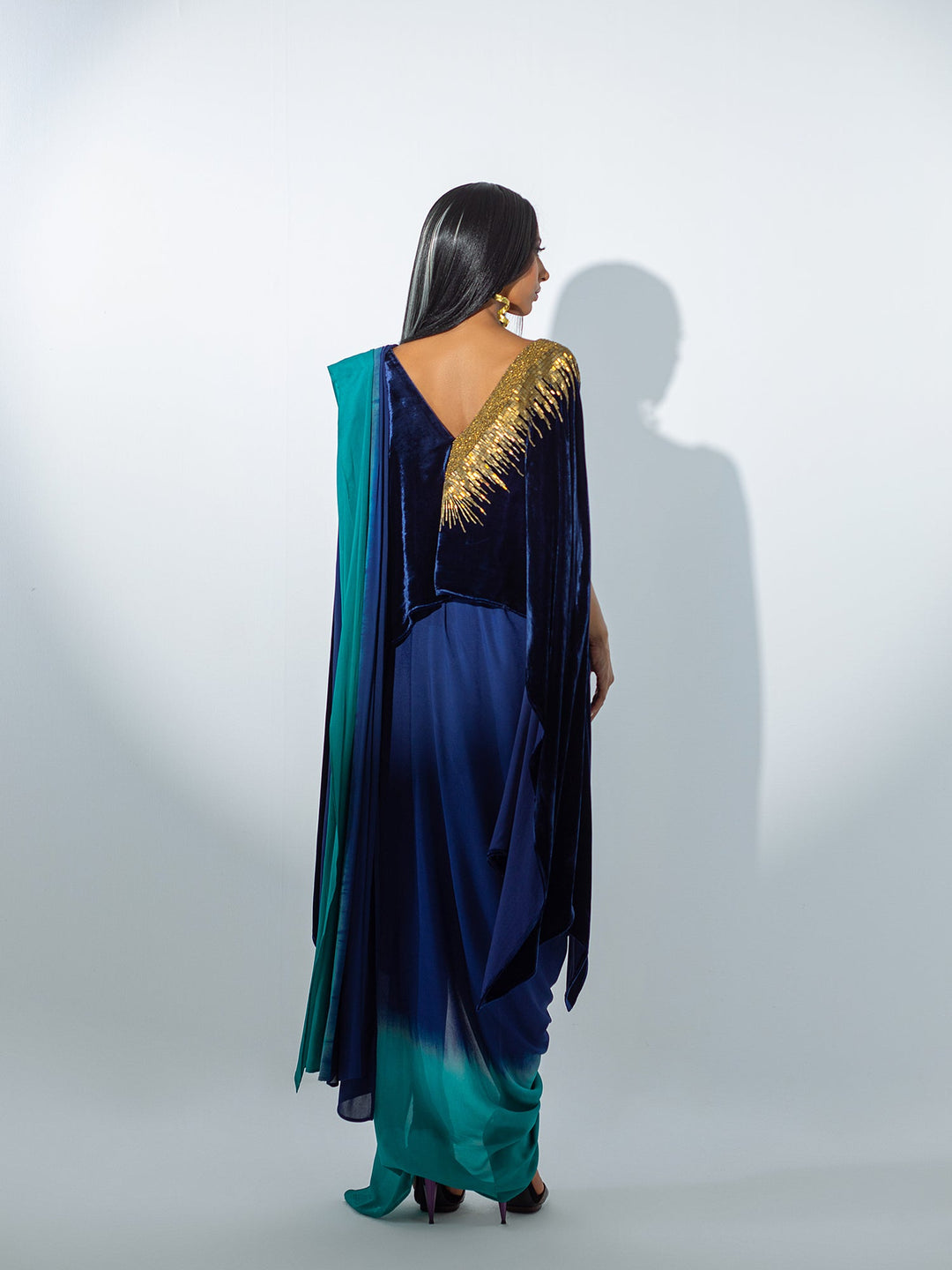 Sanam Chaudhri NEFERTITI Saree Blue 2 Piece