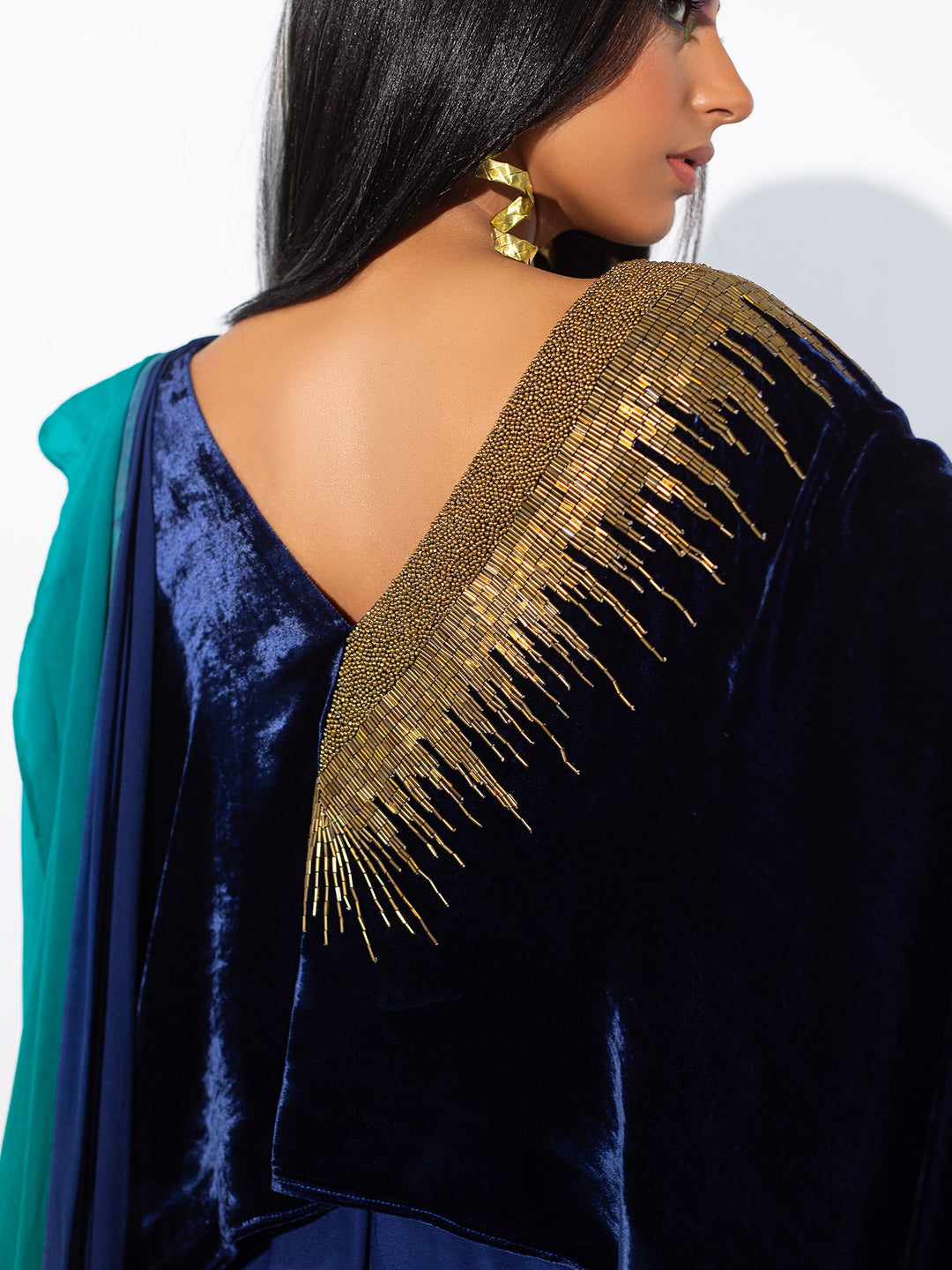 Sanam Chaudhri NEFERTITI Saree Blue 2 Piece