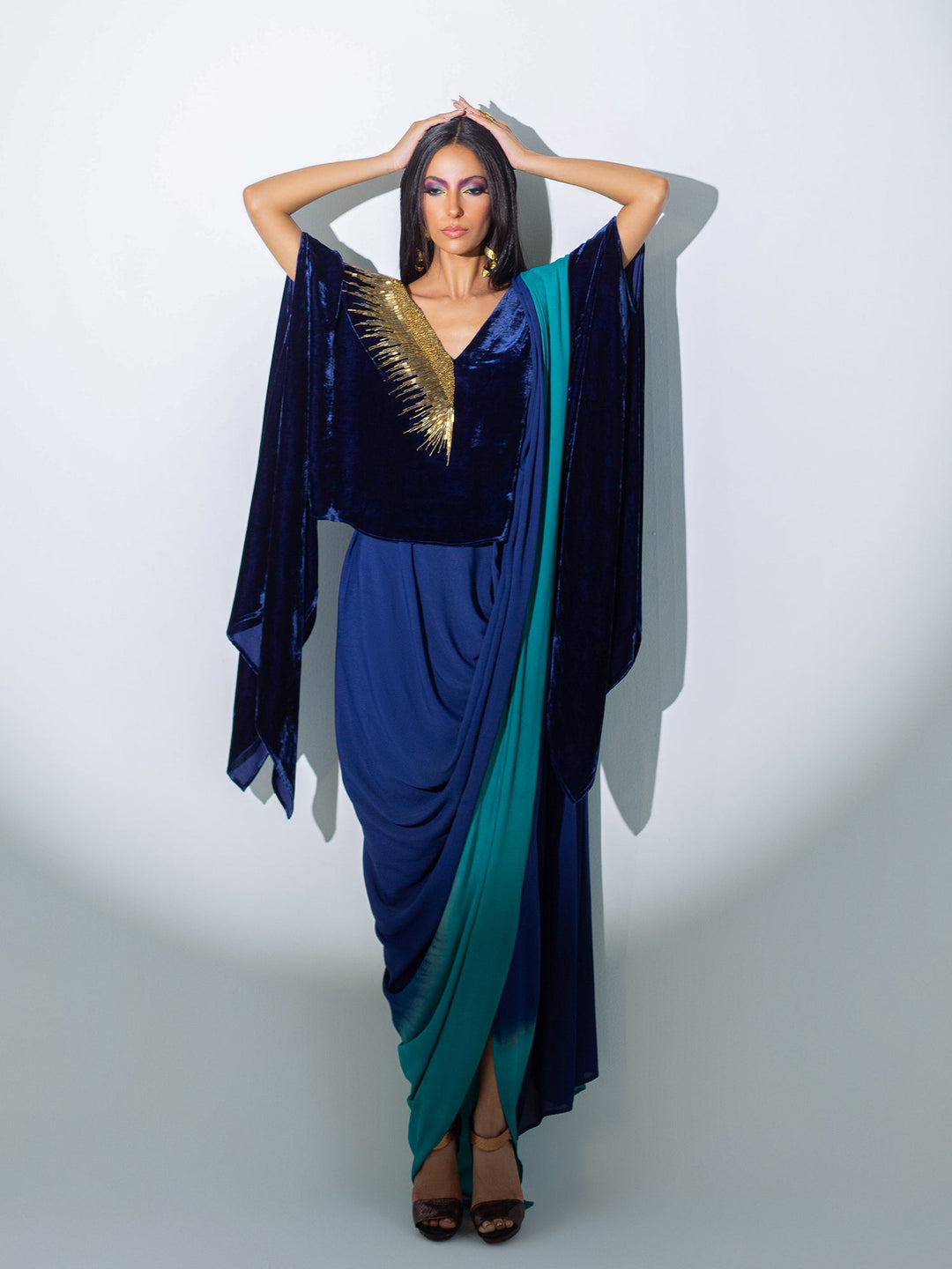Sanam Chaudhri NEFERTITI Saree Blue 2 Piece