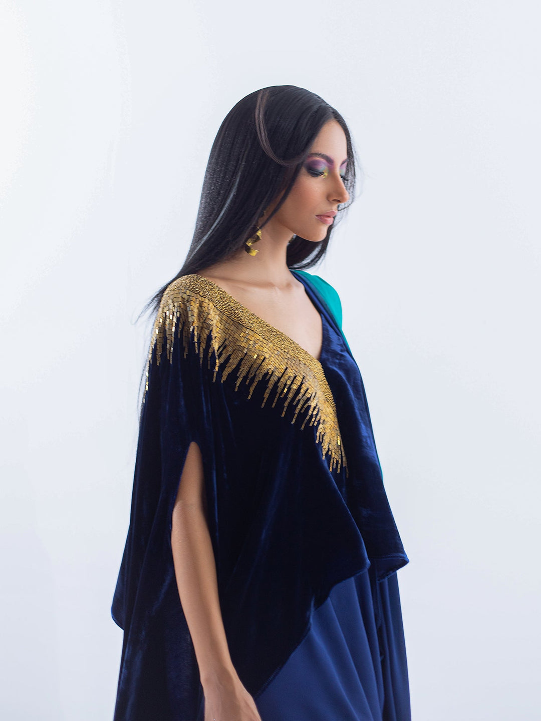 Sanam Chaudhri NEFERTITI Saree Blue 2 Piece