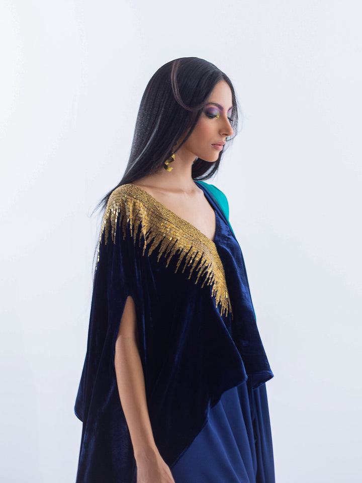 Sanam Chaudhri NEFERTITI Saree Blue 2 Piece