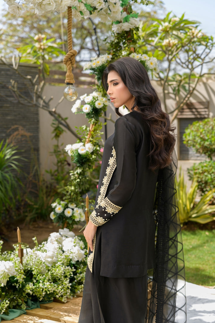 Alishba Kashif - NOIR ELEGANCE - Black - Sheesha silk - 3 Piece