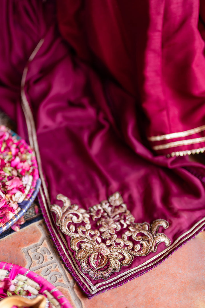 Omal by Komal - Sia - Plum - Lawn & Chiffon - 3 Piece