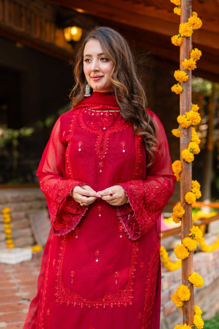 Omal by Komal - Meerub - Red - Chiffon -3 Piece - Studio by TCS