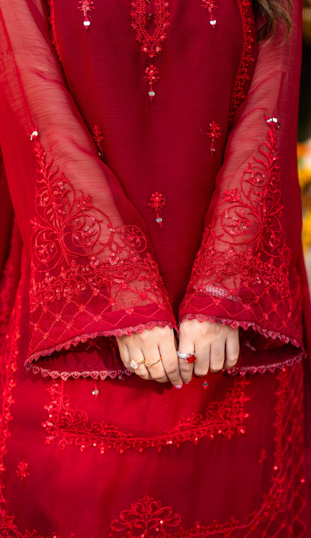 Omal by Komal - Meerub - Red - Chiffon -3 Piece - Studio by TCS
