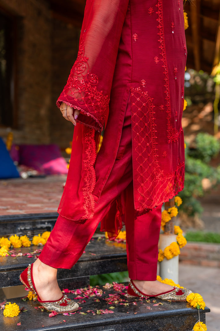 Omal by Komal - Meerub - Red - Chiffon -3 Piece - Studio by TCS