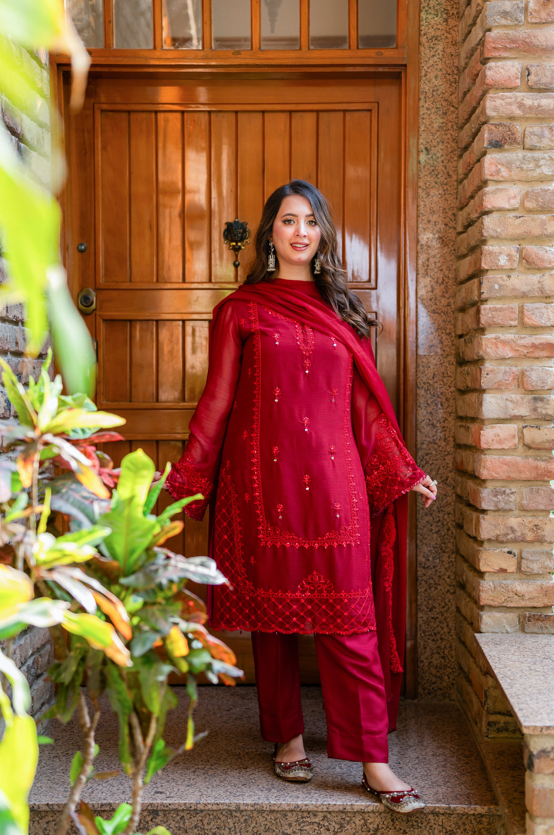 Omal by Komal - Meerub - Red - Chiffon -3 Piece - Studio by TCS