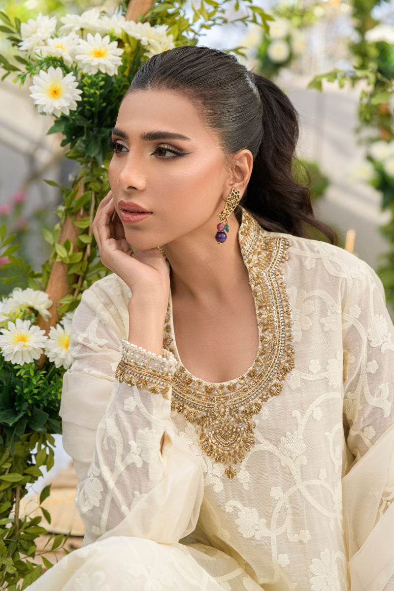 Alishba Kashif - NOOR-E-SAFA - offwhite - voile and silk - 3 Piece