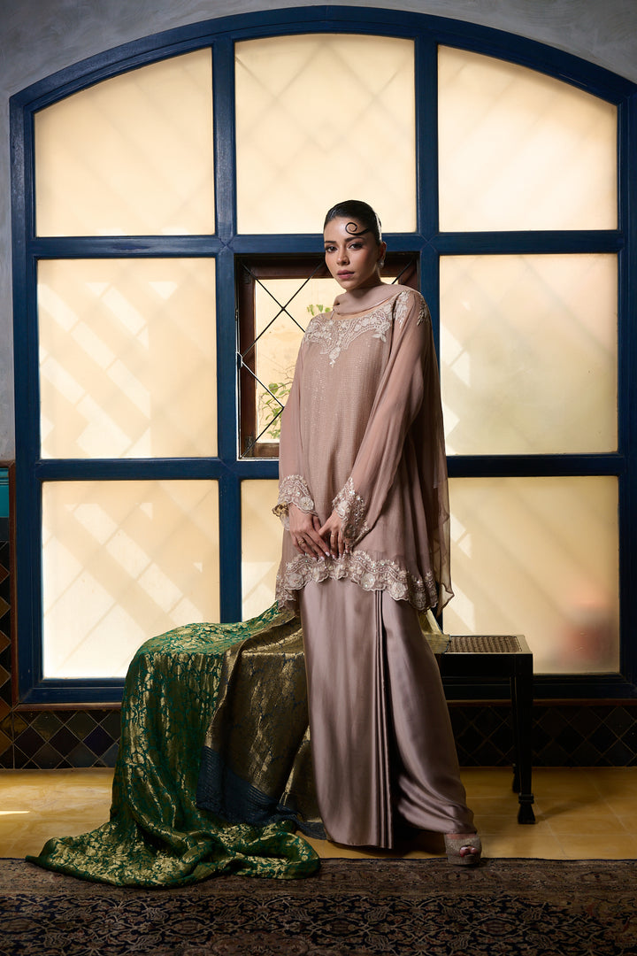 Maheen Khan - Sari Skirt - DUSTY PINK - BLENDED SILK - 1 Piece
