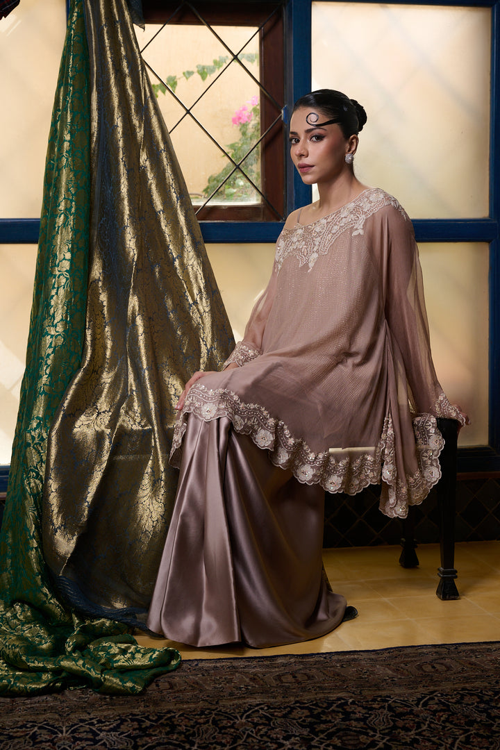 Maheen Khan - Sari Skirt - DUSTY PINK - BLENDED SILK - 1 Piece