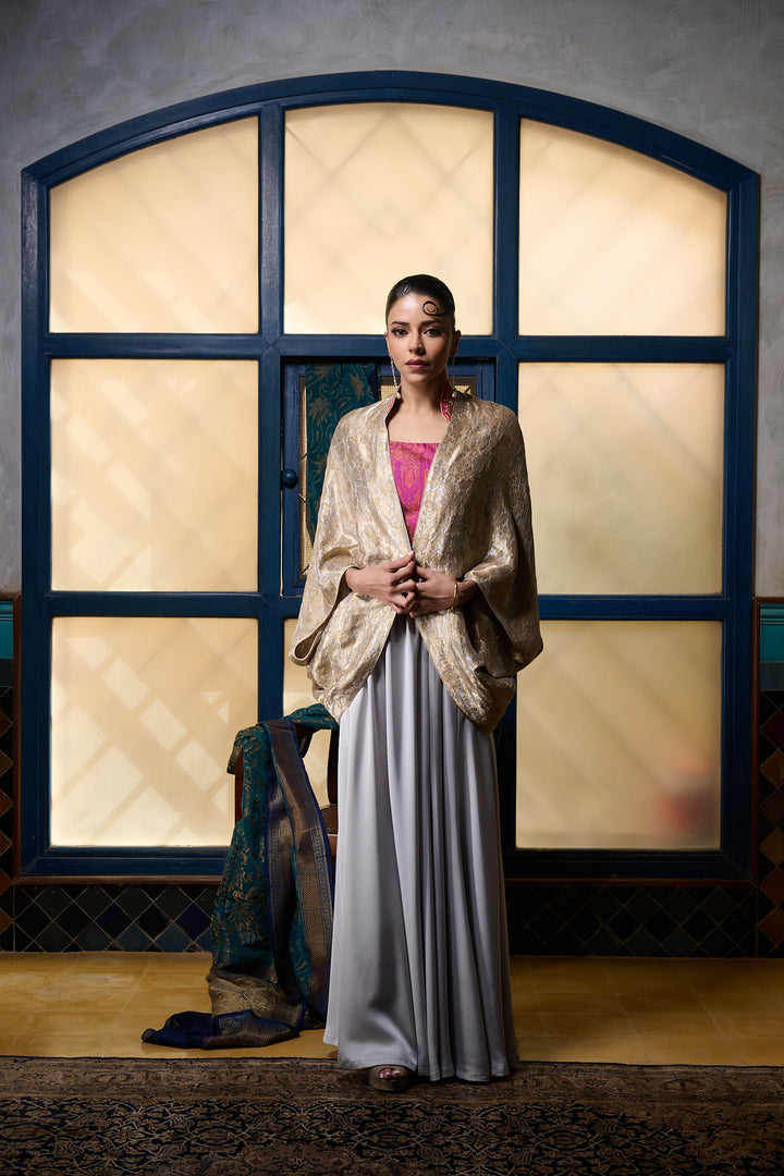 Maheen Khan - Cape Jacket - GOLD - BROCADE - 1 Piece