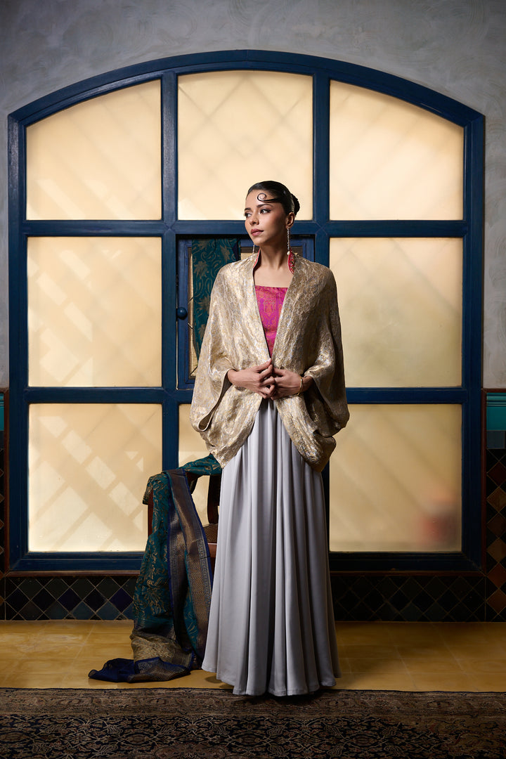 Maheen Khan - Cape Jacket - GOLD - BROCADE - 1 Piece