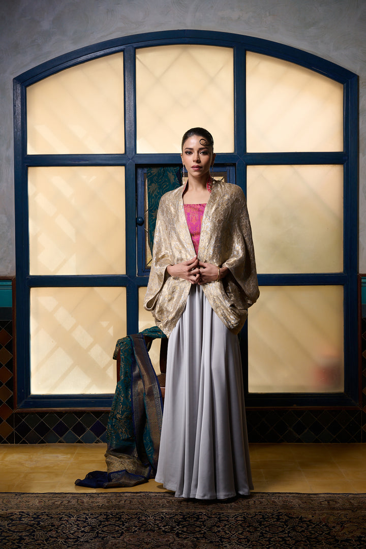 Maheen Khan - Cape Jacket - GOLD - BROCADE - 1 Piece