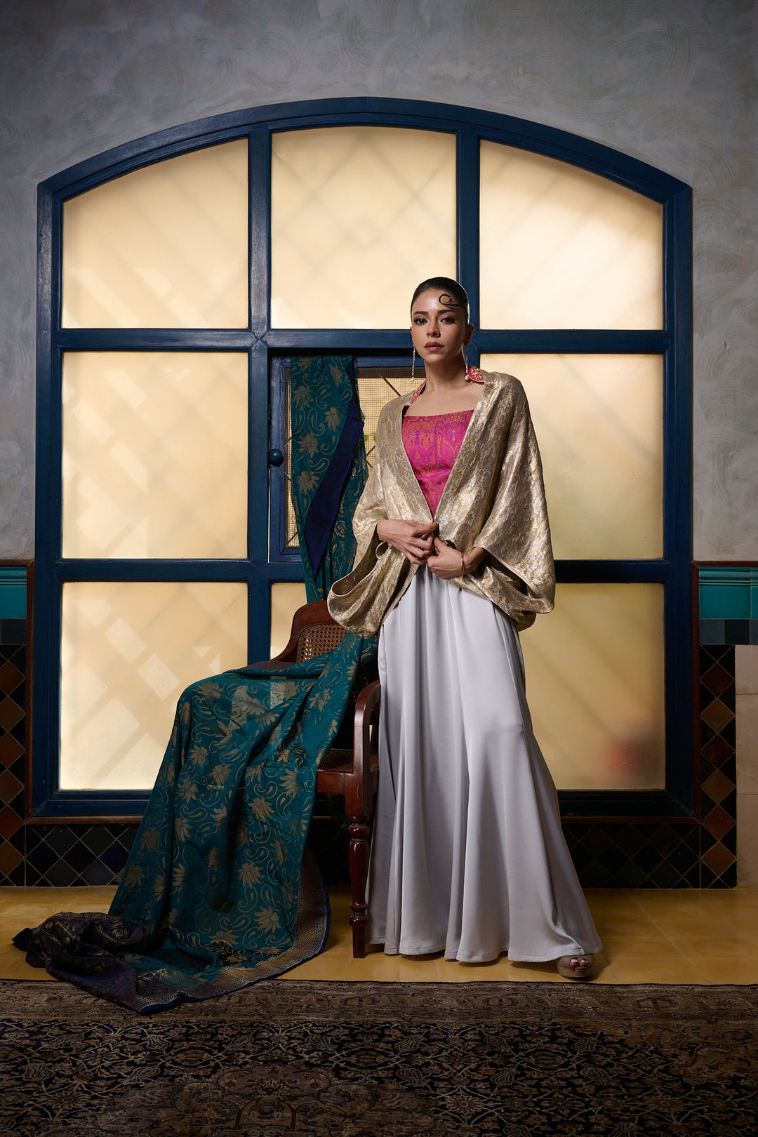 Maheen Khan - Silver Grey Lehnga - PALE BLUE GREY - BLENDED SILK - 1 Piece