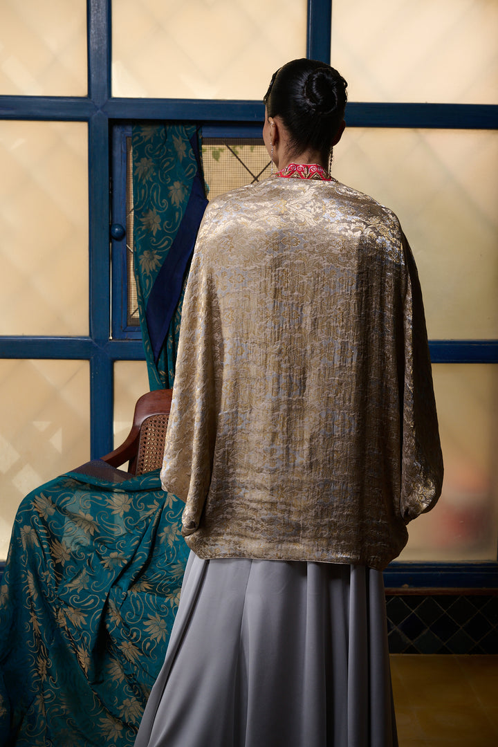 Maheen Khan - Cape Jacket - GOLD - BROCADE - 1 Piece
