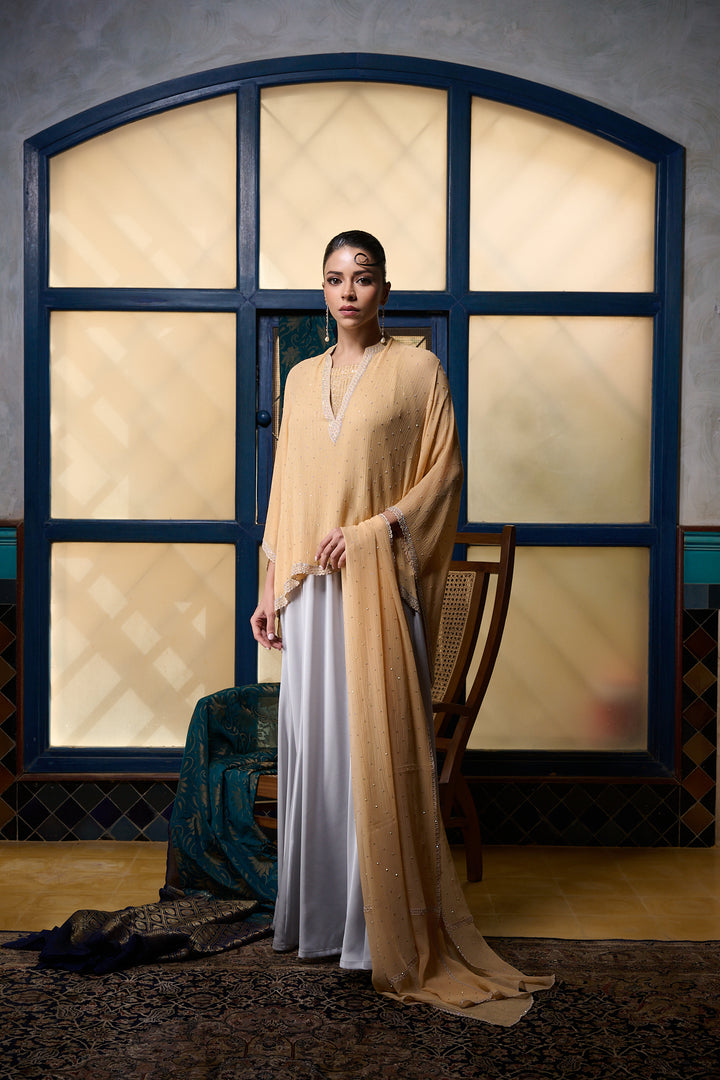 Maheen Khan - Pale Amber - PEACH - BLENDED SILK - 1 Piece