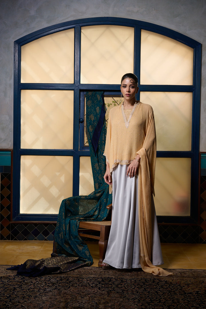 Maheen Khan - Pale Amber - PEACH - BLENDED SILK - 1 Piece