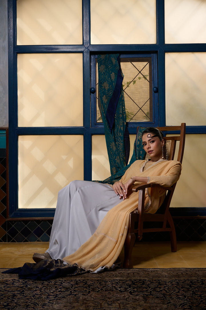 Maheen Khan - Pale Amber - PEACH - BLENDED SILK - 1 Piece