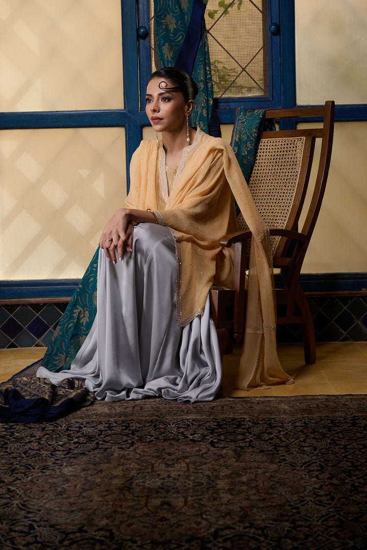 Maheen Khan - Pale Amber - PEACH - BLENDED SILK - 1 Piece