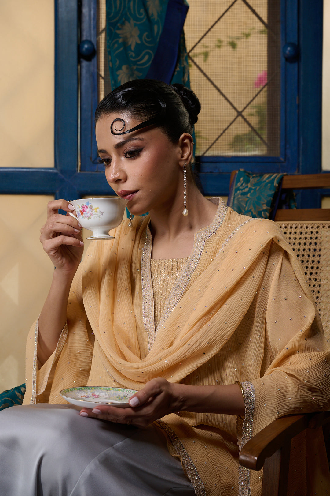 Maheen Khan - Pale Amber - PEACH - BLENDED SILK - 1 Piece