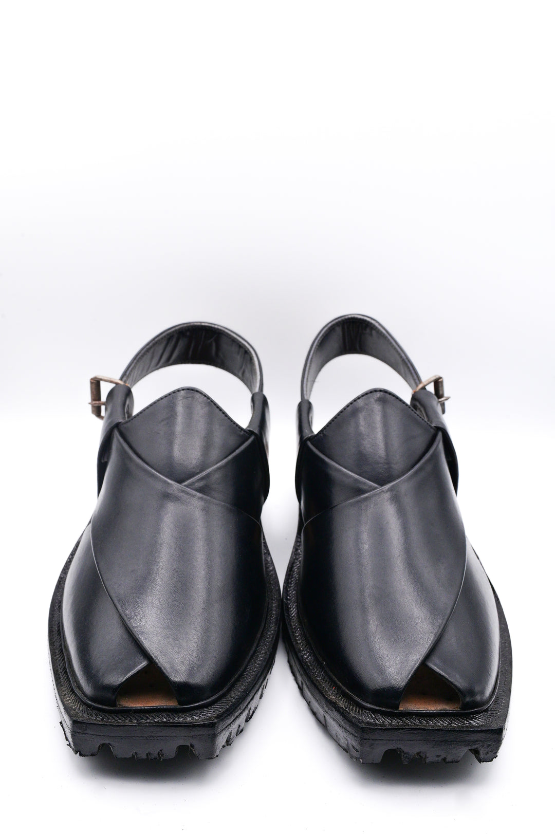 Alifyay - Nyrosi Black Leather Peshawari Sandal