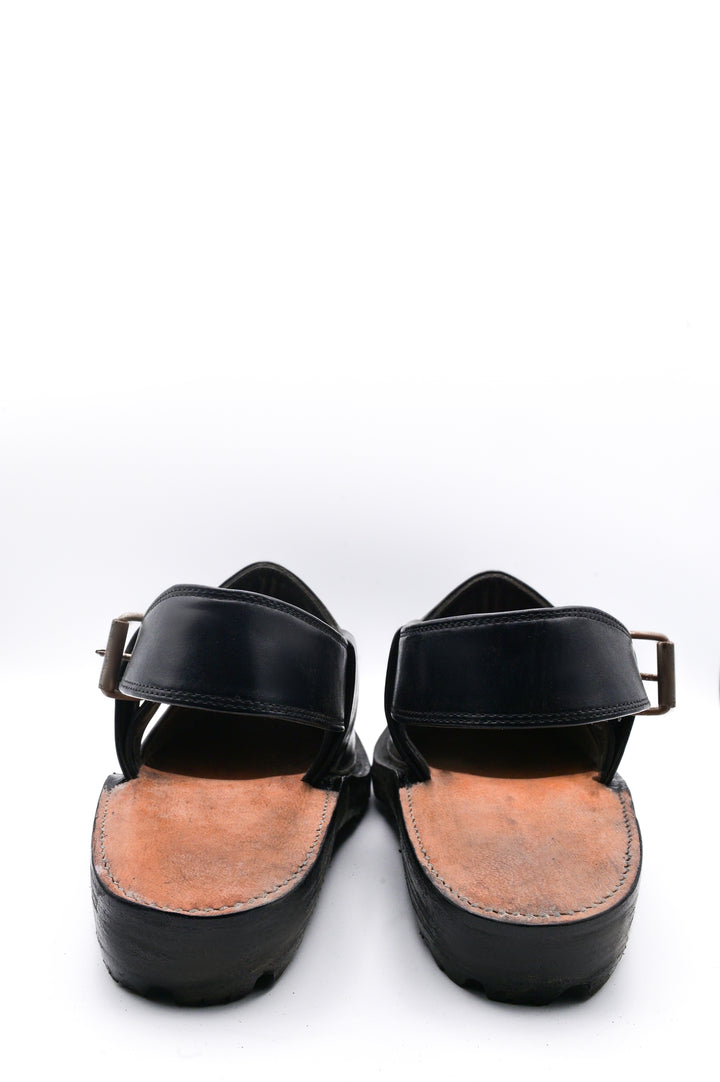 Alifyay - Nyrosi Black Leather Peshawari Sandal