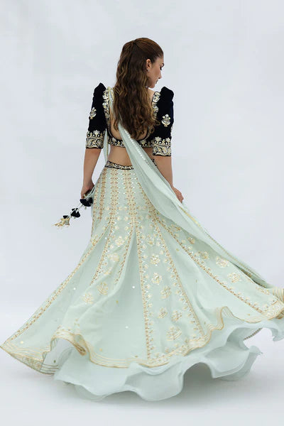 Sania Maskatiya - Nari Velvet/Khaddi Silk/Organza/Georgette Suit For Women - Mint 3 Piece