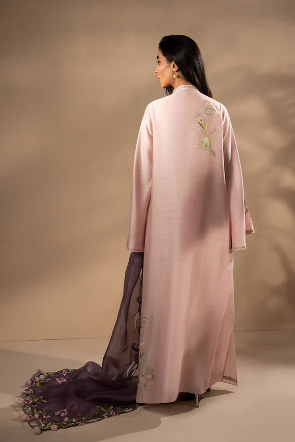 Sania Maskatiya - Naru - Khaddi Silk / RawSilk / Organza - Pink Lavender - 3 Piece