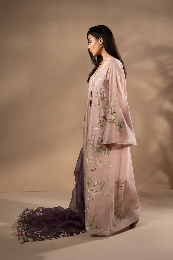 Sania Maskatiya - Naru - Khaddi Silk / RawSilk / Organza - Pink Lavender - 3 Piece