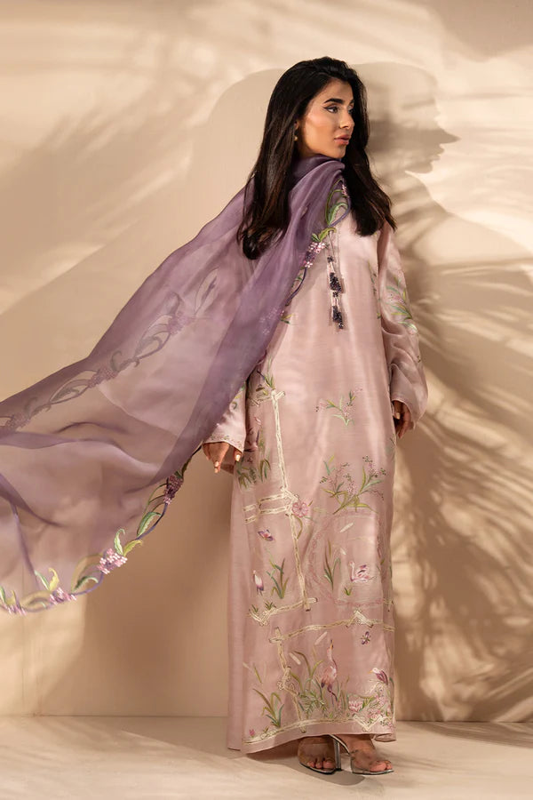 Sania Maskatiya - Naru - Khaddi Silk / RawSilk / Organza - Pink Lavender - 3 Piece