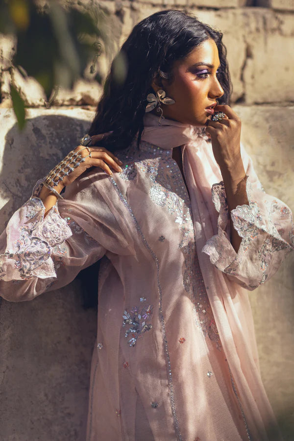 Sanam Chaudhri - Nasiah Cotton Net Suit For Women - Chalk Pink - 3 Piece