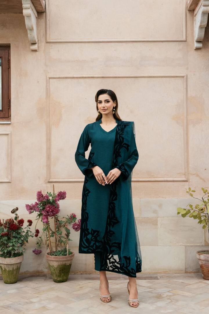 Natasha Kamal - AVALON - teal - Silk & Net - 3 Piece