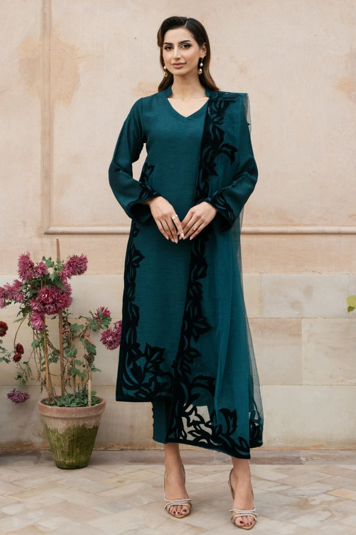 Natasha Kamal - AVALON - teal - Silk & Net - 3 Piece