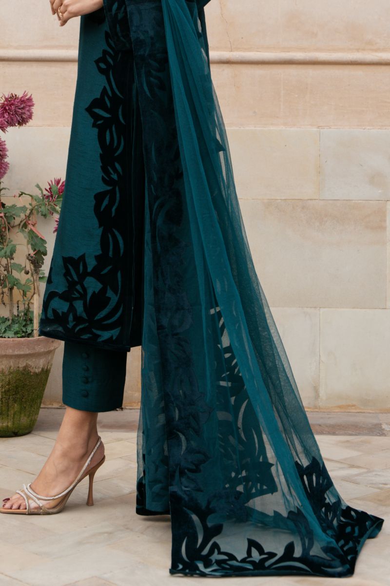 Natasha Kamal - AVALON - teal - Silk & Net - 3 Piece
