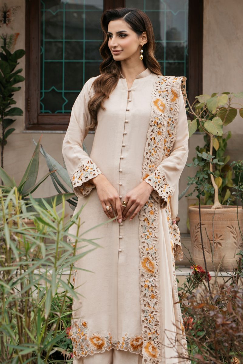Natasha Kamal - BISQUE - beige - Silk & Chiffon - 3 Piece