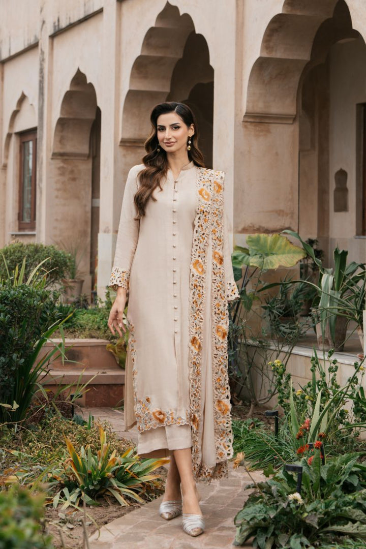 Natasha Kamal - BISQUE - beige - Silk & Chiffon - 3 Piece