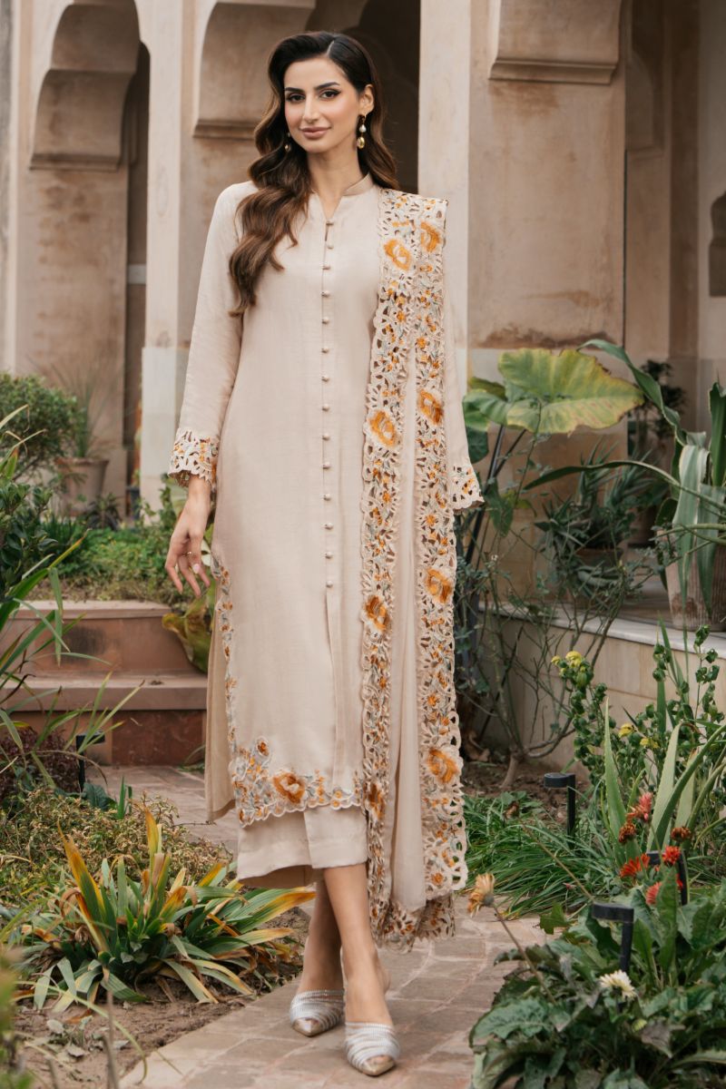 Natasha Kamal - BISQUE - beige - Silk & Chiffon - 3 Piece