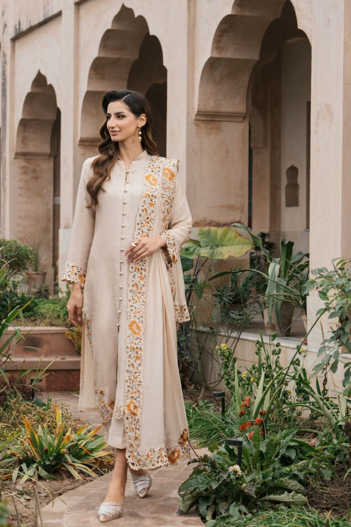 Natasha Kamal - BISQUE - beige - Silk & Chiffon - 3 Piece
