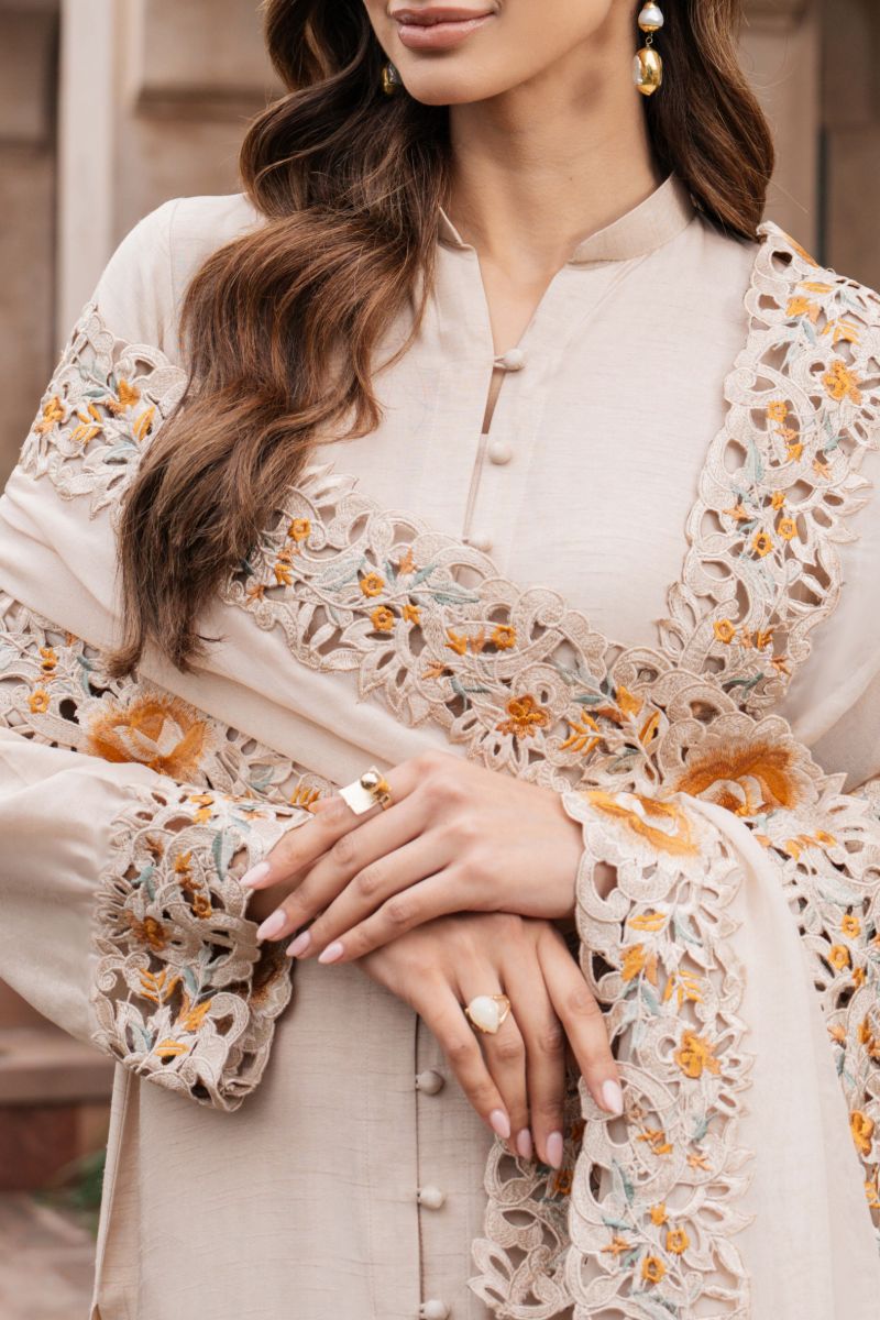 Natasha Kamal - BISQUE - beige - Silk & Chiffon - 3 Piece