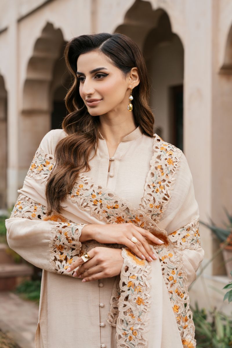 Natasha Kamal - BISQUE - beige - Silk & Chiffon - 3 Piece