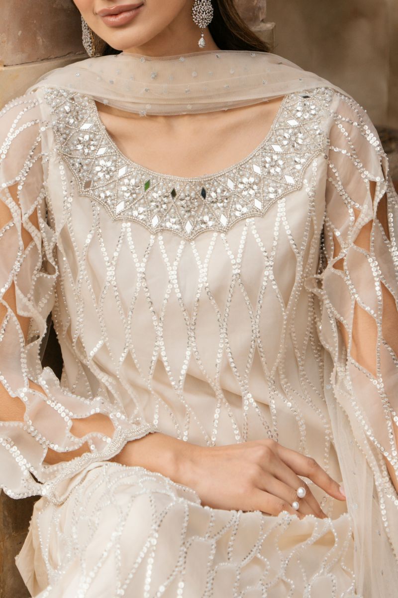Natasha Kamal - LISBON - pale yellow - Organza, Silk & Net - 3 Piece