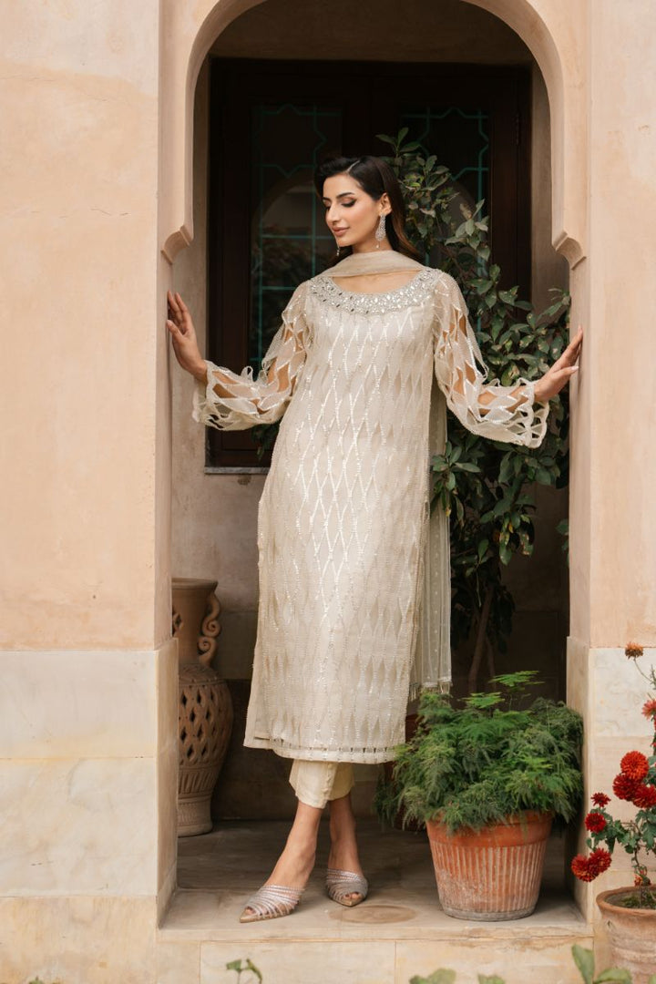 Natasha Kamal - LISBON - pale yellow - Organza, Silk & Net - 3 Piece