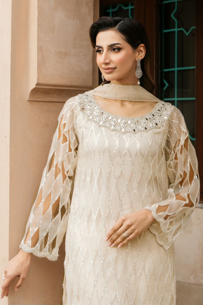 Natasha Kamal - LISBON - pale yellow - Organza, Silk & Net - 3 Piece