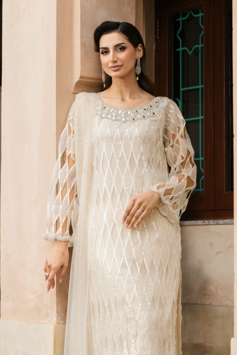 Natasha Kamal - LISBON - pale yellow - Organza, Silk & Net - 3 Piece