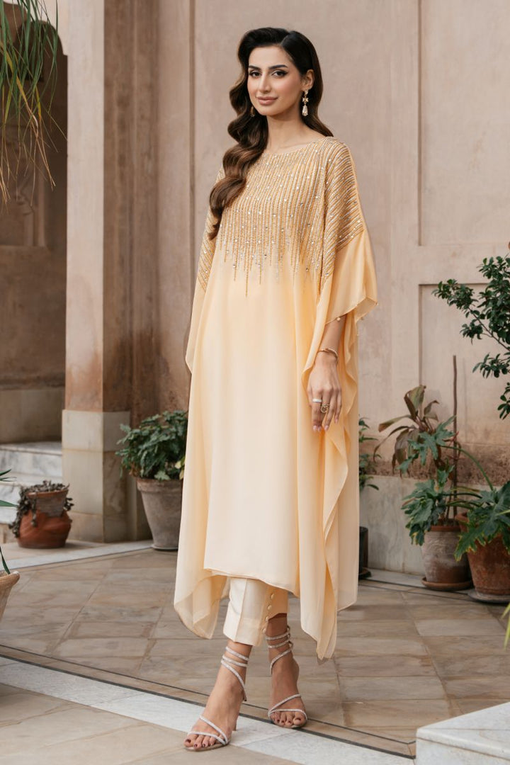 Natasha Kamal - MALAYA - peach - Georgette Chiffon & Silk - 2 Piece