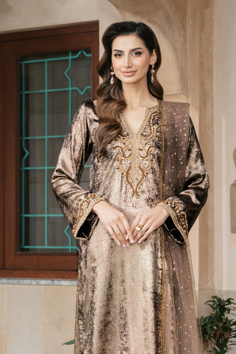 Natasha Kamal - OLYMPIA - brown - Two Tonal Silk & Net - 3 Piece