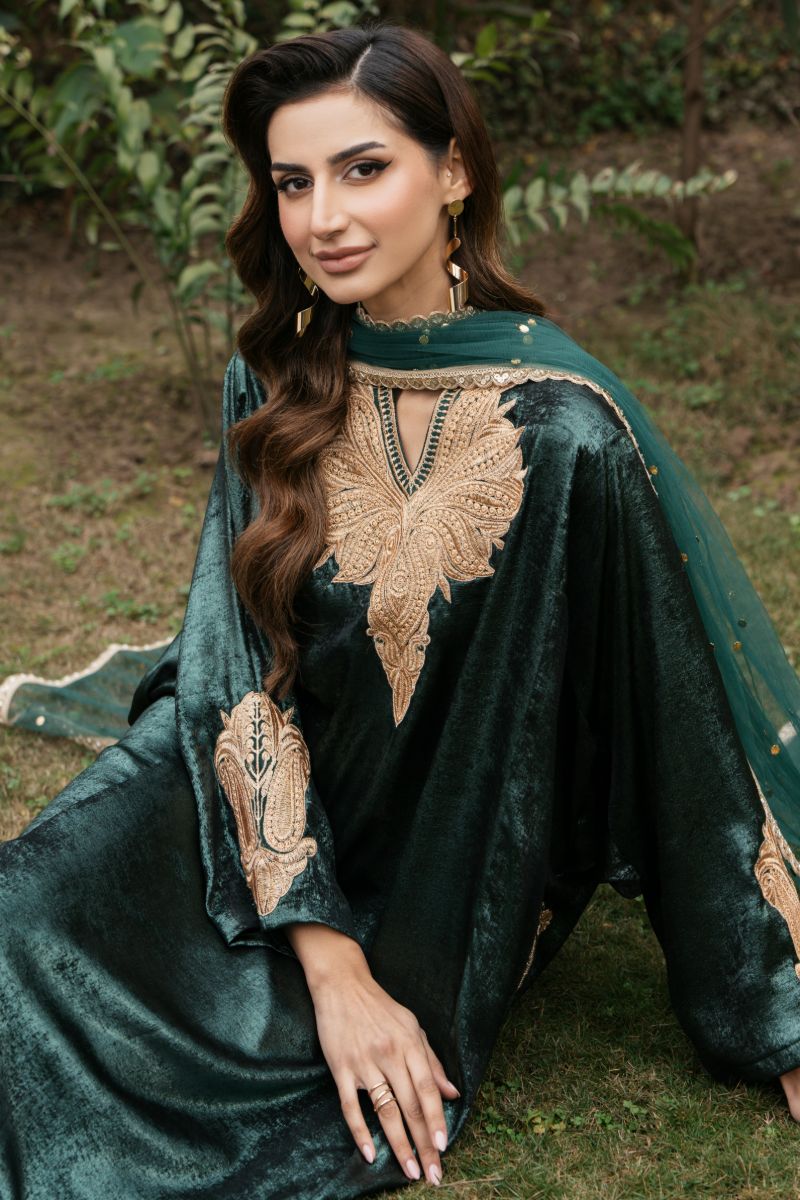 Natasha Kamal - PANNA - green - Two Tonal Silk & Net - 3 Piece