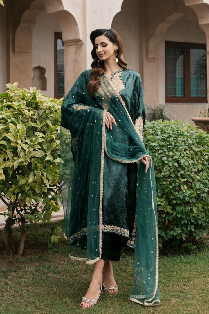 Natasha Kamal - PANNA - green - Two Tonal Silk & Net - 3 Piece